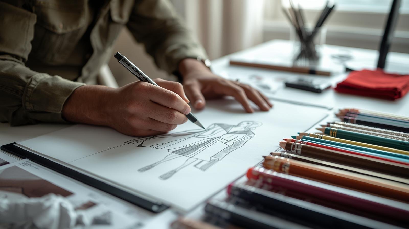 Designer sketching a new clothing design