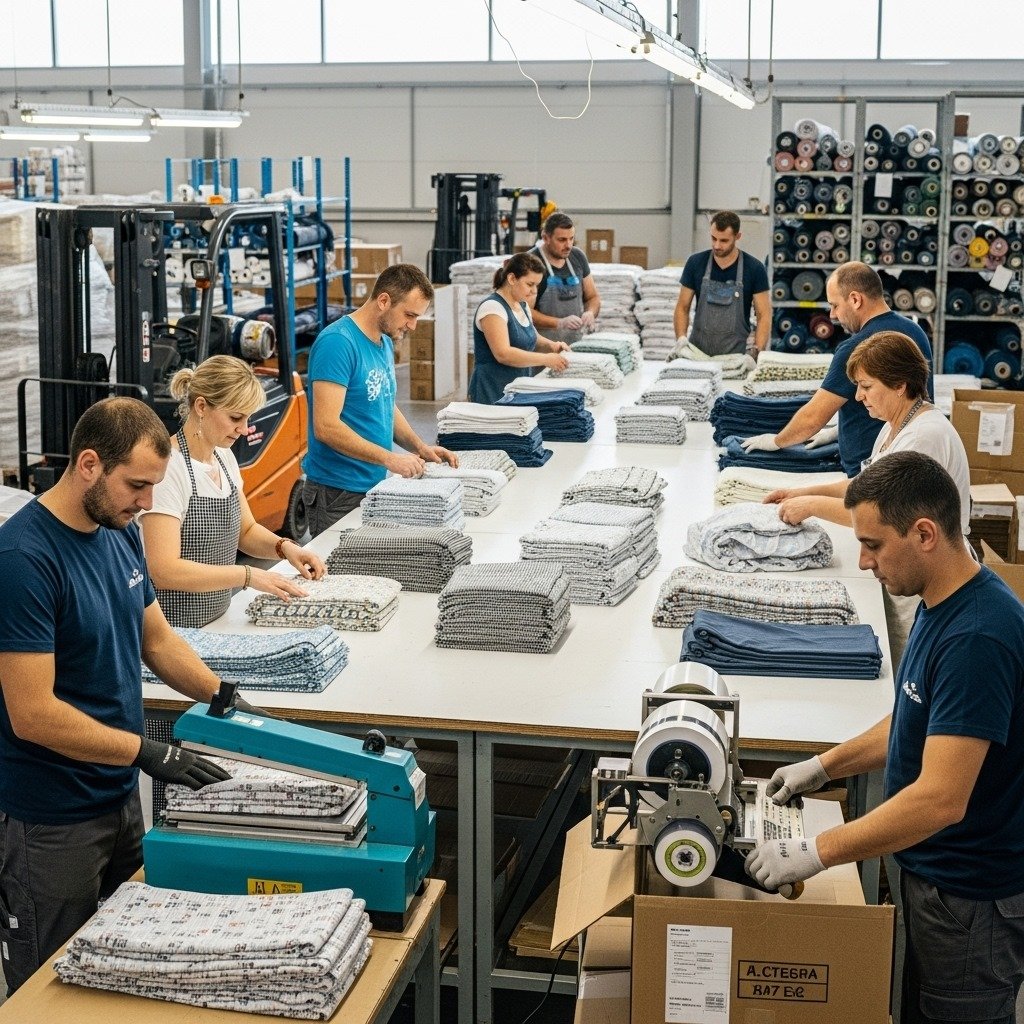 Modern apparel manufacturing factory floor