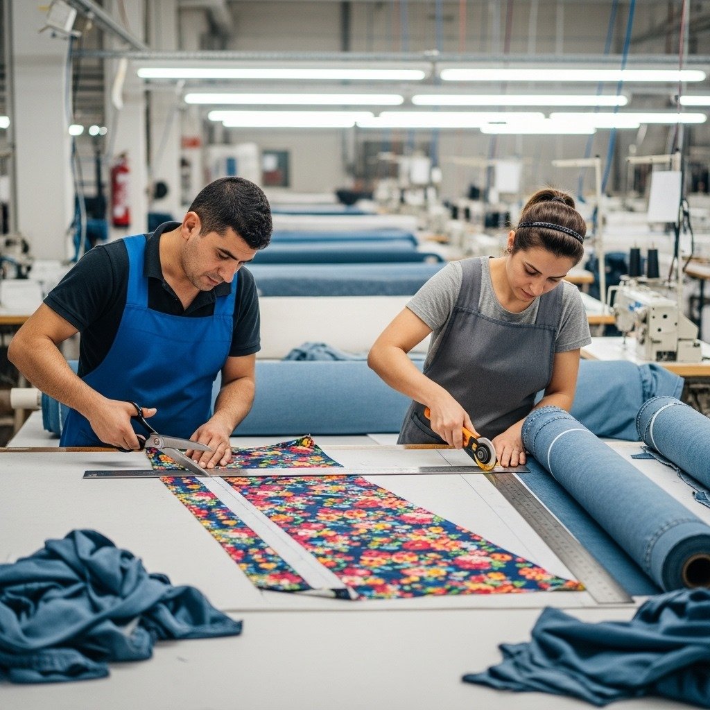 Rolls of high-quality textiles and fabrics