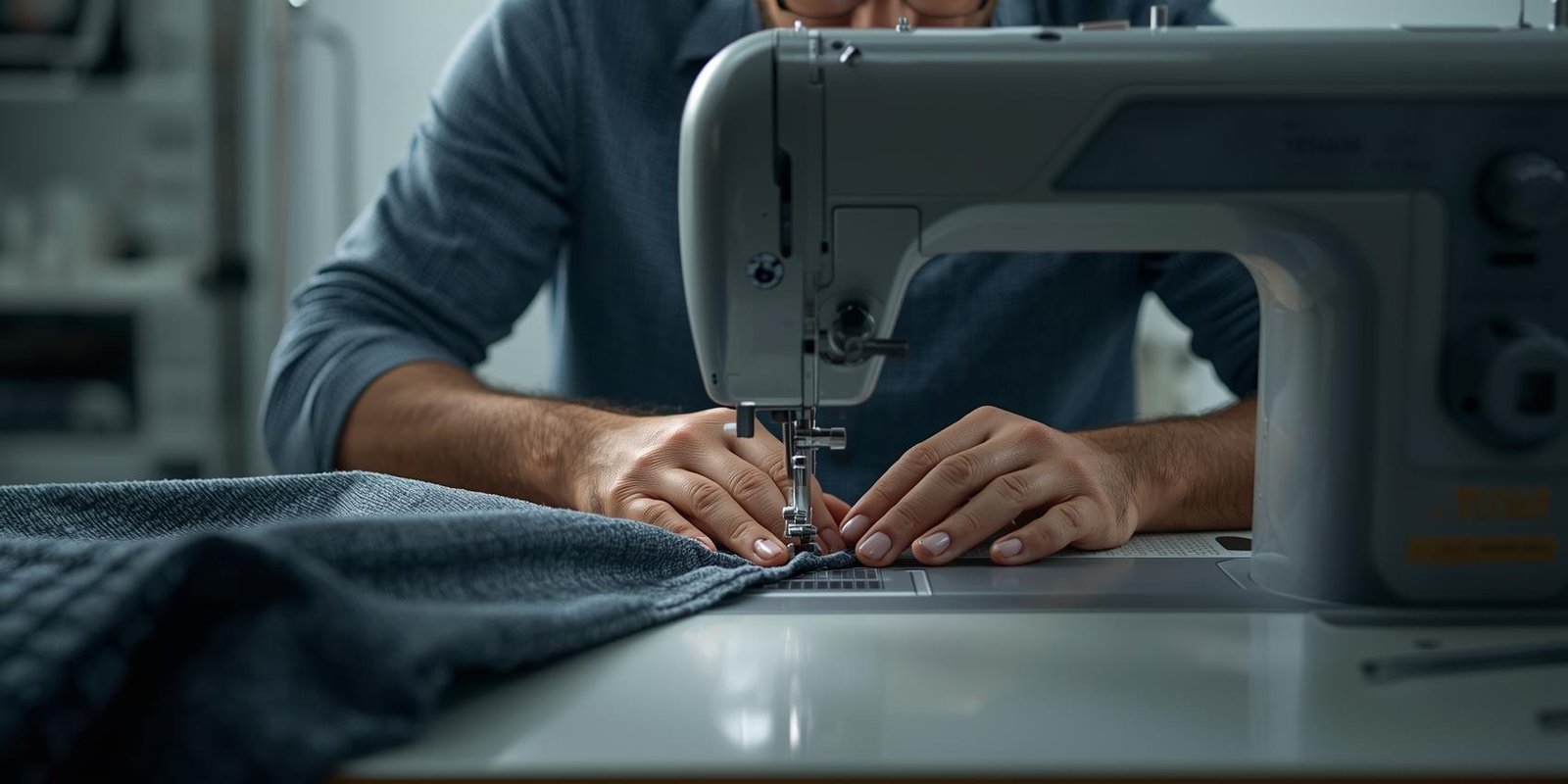 Tailor working on a sewing machine